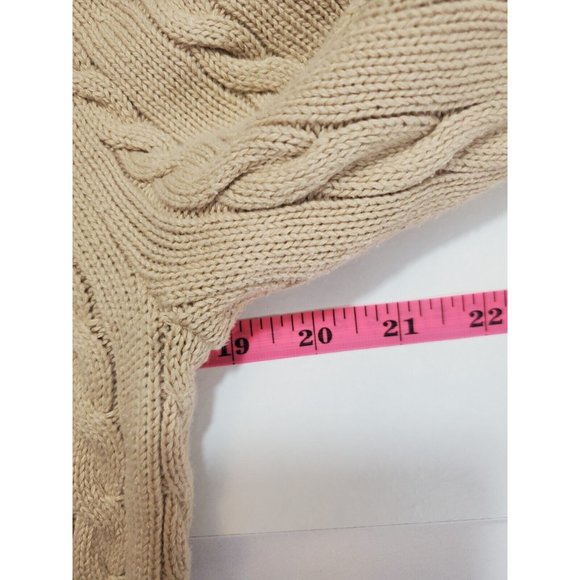 Talbots Tan Cable Knit 100% Cotton Wide Neckline Size XL - Picture 6 of 9